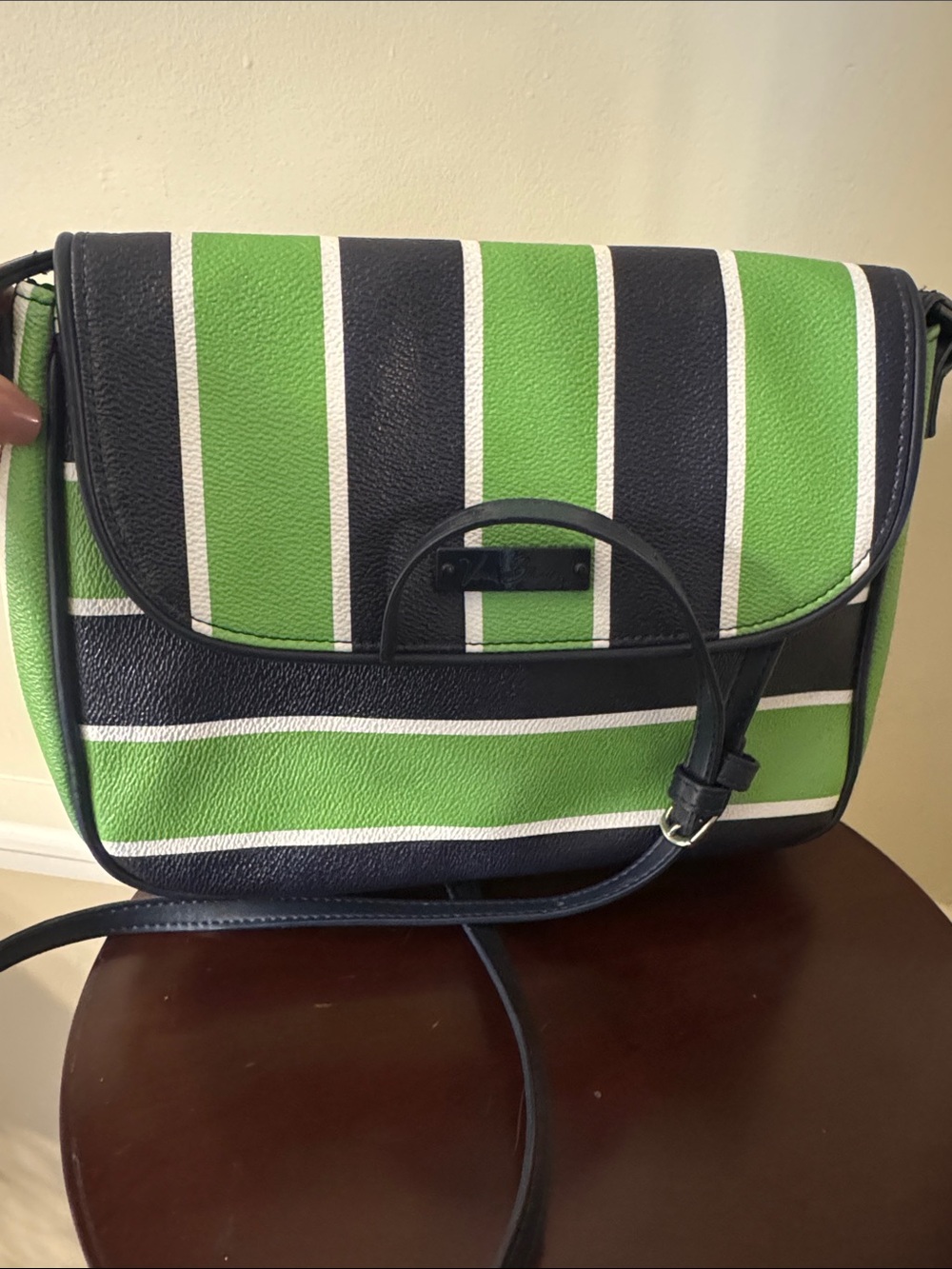 Vera Bradley Green, Navy & White Striped Crossbody